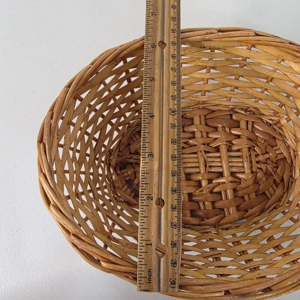 Woven Oval Basket Shallow Rustic Farmhouse Bowl Decorative Storage Natural